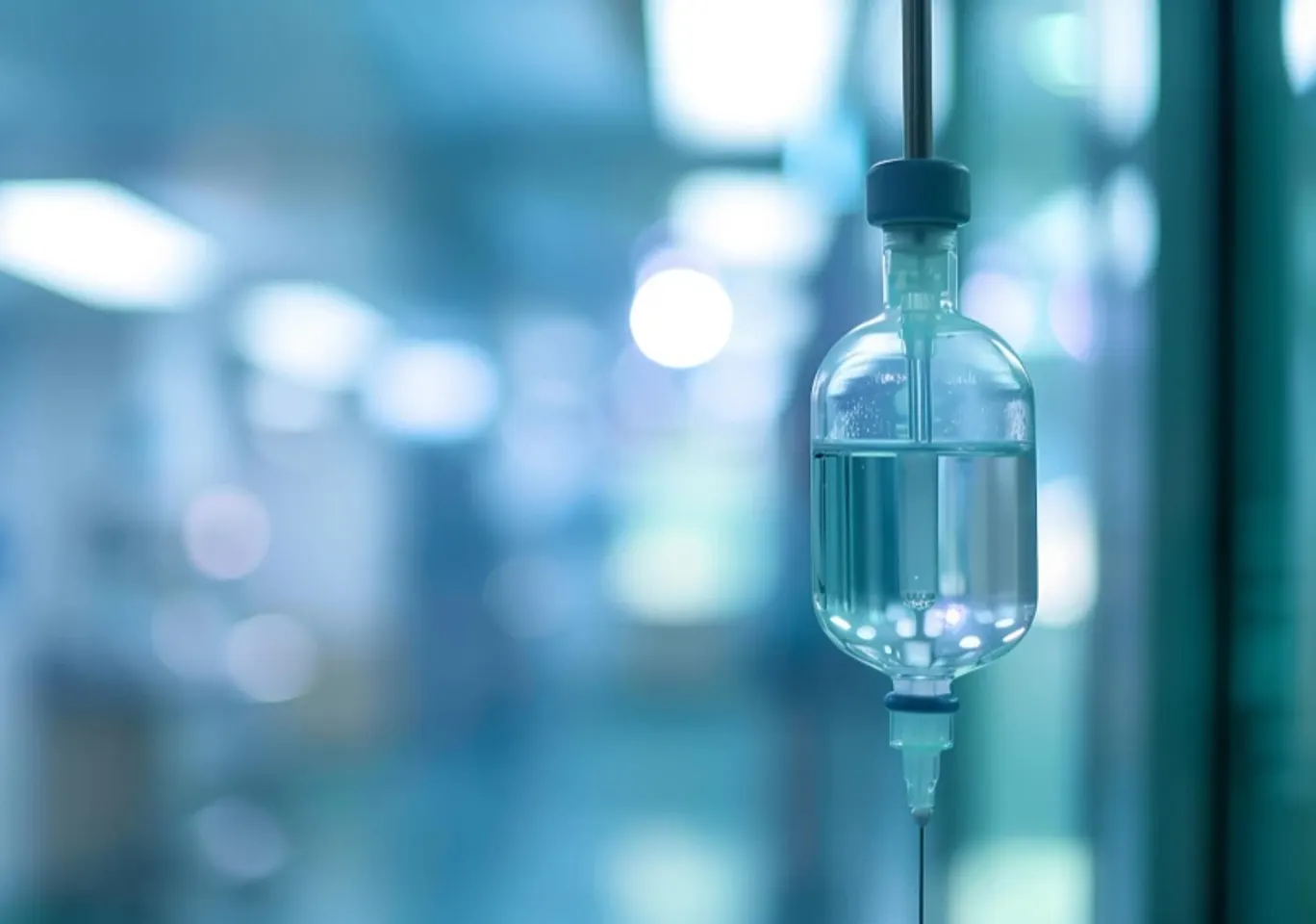 Detoks alkoholowy w Ropczycach: butelka infuzyjna zawieszona w gabinecie